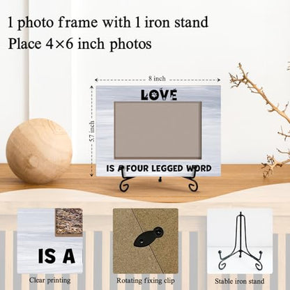 Yuansail Dog Picture Frame - Love Is a Four-Legged, Dog Photo Frames, Pet Memorial Gifts For Mom Dad, Paw Print Picture Frame, Pet Lover Gift, 4x6 Photo Frames Wood Horizontal -92 - color: paw-05
