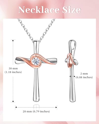 ACECHA Silver Cross Necklace for Women, Cubic Zirconia Pendant - color: CZ Cross 02
