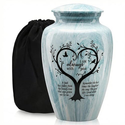 Emvency Urn for Ashes, Metal Alloy, 10" H x 6" W, Light Blue - color: Aqua Blue