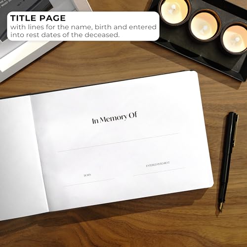 Skyline Funeral Guest Book, Memorial Service Sign-In, Black - color: Black