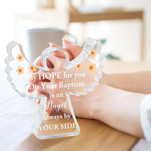 Baby Christening Gifts, Baptism Gifts, First Communion Easter Confirmation Gifts, Angel Acrylic Decor Sign, Baby Blessings Baptism Gifts for Home Living Room Desk Centerpiece Decor - style: 048