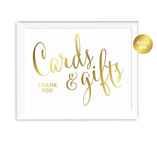 Andaz Press Wedding Party Signs, Metallic Gold Ink Print, 8.5-inch x 11-inch, Cards and Gifts Thank You, 1-Pack, Birthday Baby Bridal Shower, Baptism, Graduation, Unframed - color: CARDS GIFT THANK YOU