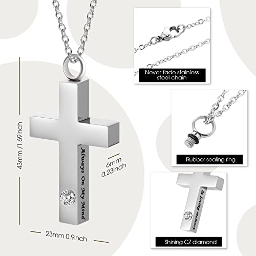 Inbagi Jewelry for Ashes Cross Ashes,Necklace Memorial for Men Women