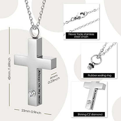 Inbagi Jewelry for Ashes Cross Ashes,Necklace Memorial for Men Women