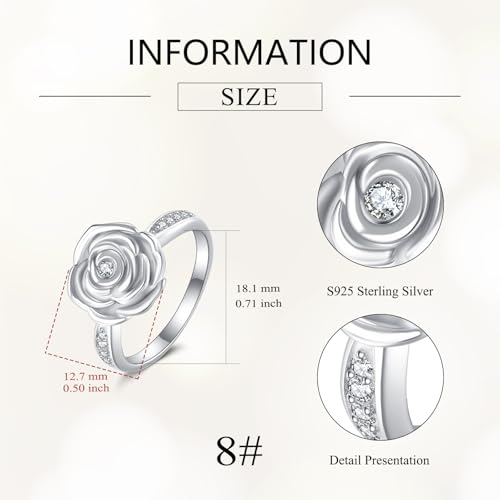 Urn Ring for Ashes Sterling Silver Urn Ring Keepsake Memorial Jewelry Gifts for Women - color: rose