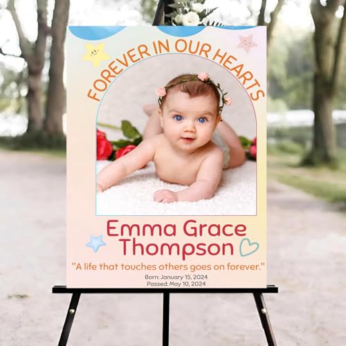 Baby Funeral Welcome Sign, Celebration of Life Welcome Sign, in Loving Memory Sign, Celebration of Life Funeral Sign, Celebration of Life Sign, Memorial Sign with Photo #Yu1 - color: Version #7