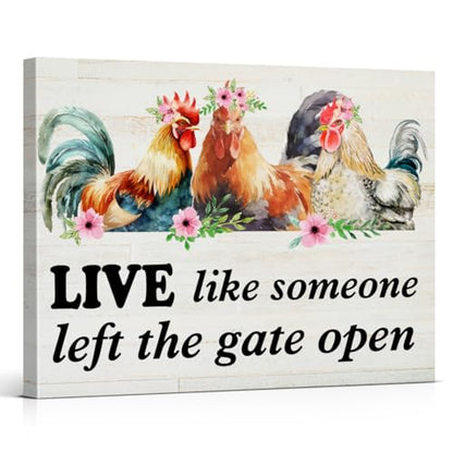 Rooster Wall Art Live Like Someone Left the Gate Open Rooster Wall Decor - color: Live Like Someone