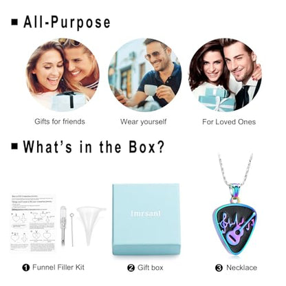Imrsanl Guitar Pick Cremation Urn Necklace for Ashes - color: Colorful-Guitar Pick