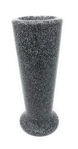 OPTIMUM Slim Memorial Cemetery Flower Vase - Plastic (Black Granite) With Metal Ground Spike , Grave Marker , Decorations For Gravesite , Headstone Flowers Holder , Garden Lawn & Yard - color: Black Granite