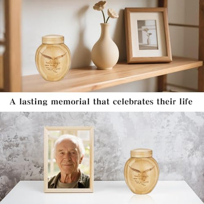 SOITIS Small Urns for Human Ashes-4.3 Inches Bamboo with Wing Pattern, Cremation Urns for Human Ash, Mini Urns for Human Ashes Keepsake Urn Holder, Ash Keepsake - color: Wing