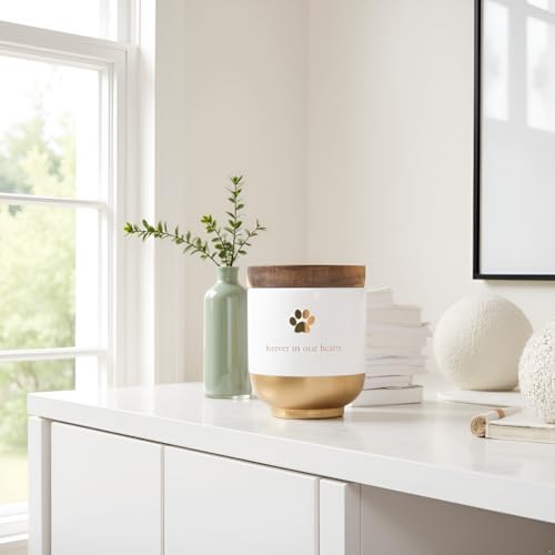 Pearhead Pet Ceramic Forever in Our Hearts Urn, Pet Memorial, Gold - style: My Heart Urn, Gold