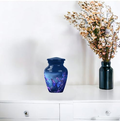 Butterfly Cremation Urn for Ashes - Keepsake Set of 2 - color: Blue Butterfly, size: 3 inch (2 pieces)