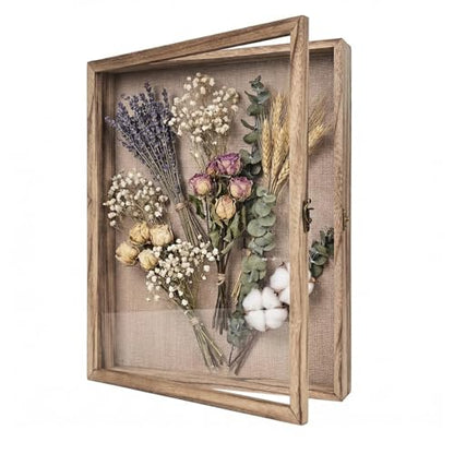 13×16 Shadow Box Frame, Linen Back, Glass Door, Hinge Display Case - color: Carbonized, size: 13×16