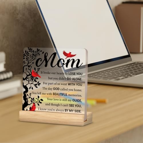 Mother Memorial Gifts in Loving Memory of Mom Desk Decor Sign | Sympathy Gift for Loss of Mom, Home Desk Decorative Sign, Clear, Acrylic, 4 x 4 Inches