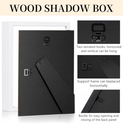 Shadow Box Frame 8"x 10" - 4 Pack Wood Deep Shadowbox with Glass - size: 8x10-4pcs-white