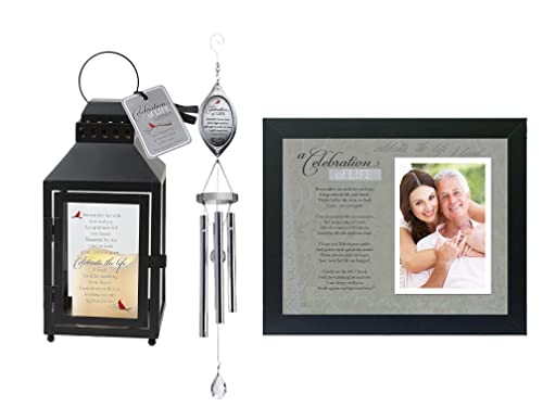 Celebration of Life Memorial Lantern, Wind Chime & Photo Frame - Thoughtful Sympathy Gift/Bereavement Gift for Loss of Loved Ones
