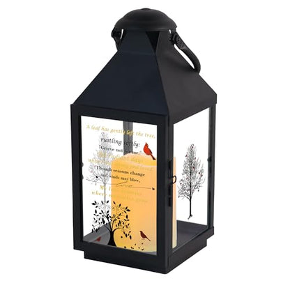 Black Memorial Lantern Sympathy Gift for Loss of Loved One | Remembrance Solar Lantern with Cardinal & Tree of Life, Bereavement Gifts for Loss of Mother Father, Funeral Condolence Gift