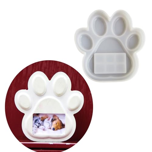 Flexible Pet Pawprint Frame Mold Unique Dog Paw Photo Frame Epoxy Resin Mold Ornaments Dog Paw Frame Silicone Mold