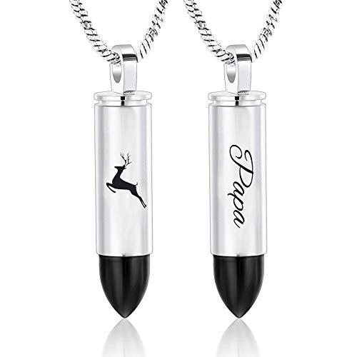 Yinplsmemory Cremation Jewelry for Ashes Locket Deer Bullet Pendant Urn Necklace for Ashes Keepsake Memorial Jewelry for Ashes for Dad Papa - color: Papa