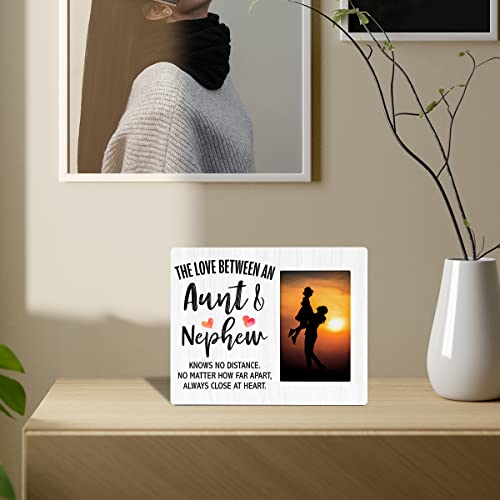 Zauly Aunt Wooden Picture Frame Gift from Nephew | Love Between Aunt & Nephew Knows No Dsitance Wood Photo Frame Gifts, Tabletop & Wall Mounting, 4X6 Inch Photo - color: Aunt