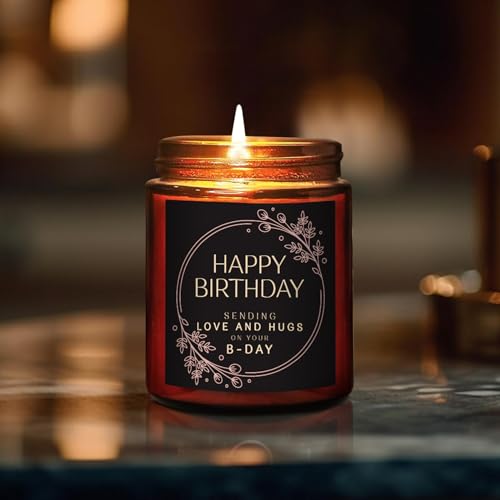 Birthday Gifts for Women Men - Sending Love Hugs Bday Candle for Her Him - 16th18th 21st 30th 40th 50th Happy Birthday Candle Gift for Sister Mom Wife Friends - Jasmine Relaxing Soy Spa Candle - color: Happy Bday-Hug