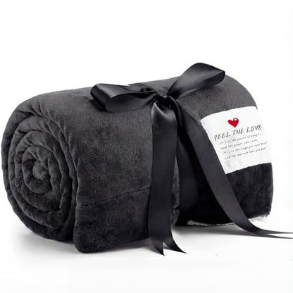 Moukeren Prayer Comfort Blanket for Men Women 60"x80" Inspirational Healing Sherpa Blanket Flannel Throw with Motivational Quotes Message for Chemo Patient Surgery Recovery Cancer Care Gift(Black)
