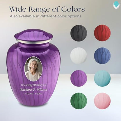 Geturns Embrace Adult Personalized Picture Cremation Urns for Human Ashes I Large Photo Pearl Purple Funeral Urn for Men and Women I 200 lbs - color: Pearl Purple