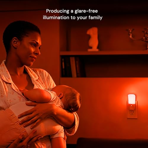 LOHAS-LED Red Light Night Light Plug in, Dimmable LED Night Lights 2 Pack | Dusk to Dawn Sensor, Sleep Aid Red, 0-80LM Adjustable Brightness Red Nightlight for Nursery Kids Room Hallway Kitchen Gift - color: Red