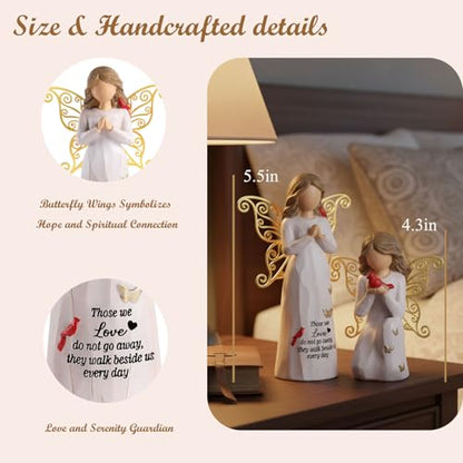 NAN ZAI NAN FANG Cardinal Gifts for Women - 2-Piece Set Angel Figurines | Sympathy Gifts for Loss of Loved One,Mother,Father，Husband-Memorial Cardinal Decor for Home-Resin Sculpted Statue - style: Set