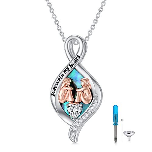 WINNICACA Silver Cremation Urn Necklaces for Ashes of Loved Ones - style: Urn Necklace for Sisters