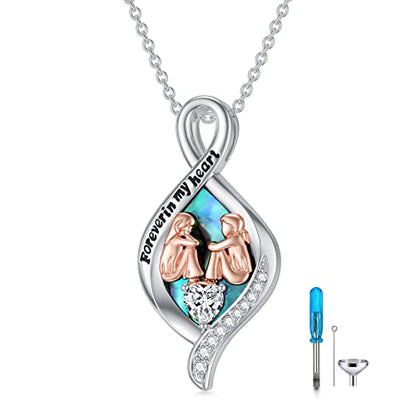 WINNICACA Silver Cremation Urn Necklaces for Ashes of Loved Ones - style: Urn Necklace for Sisters