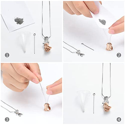 Rose Flower Cremation Urn Necklace for Ashes Stainless Steel Memorial Cremation Ash Jewelry Keepsake Pendant Necklace for Women Girl - color: Rose Gold