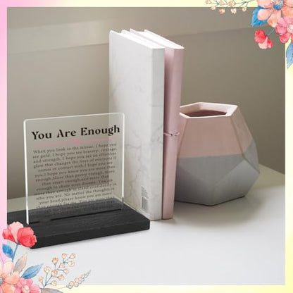 Encouragement Gifts for Women, Get well Soon Gifts for Women, Motivation Gift for Woman, Modern Transparent Acrylic Desk Plaque with Inspirational Quotes, 10 x 10 x 1.5 cm,XXY120 - style: Woman