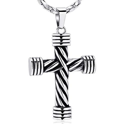 Imrsanl Cremation Jewelry for Ashes Cross Memorial Urn Necklace Pendant Keepsake Religious Cross Ashes Jewelry - color: Silver-2