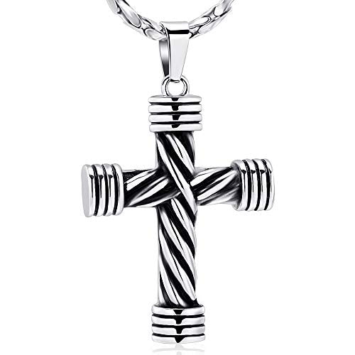 Imrsanl Cremation Jewelry for Ashes Cross Memorial Urn Necklace Pendant Keepsake Religious Cross Ashes Jewelry - color: Silver-2
