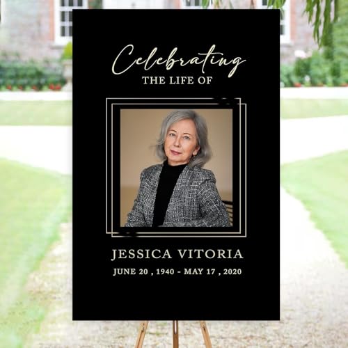Custom Funeral Welcome Sign With Picture - Celebration Of Life Sign - Funeral Welcome Sign - Personalized Photo Funeral Sign - In Loving Memory Sign - Black Funeral Welcome Sign - Black Memorial Sign - color: Multi 2