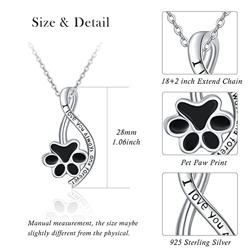 Dreamboat Urn Necklace for Dog Cat Ashes 925 Sterling Silver Pet Cremation Memorial Pendant Paw Print Ash Keepsake Jewelry for Women - color: Silver