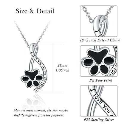 Dreamboat Urn Necklace for Dog Cat Ashes 925 Sterling Silver Pet Cremation Memorial Pendant Paw Print Ash Keepsake Jewelry for Women - color: Silver
