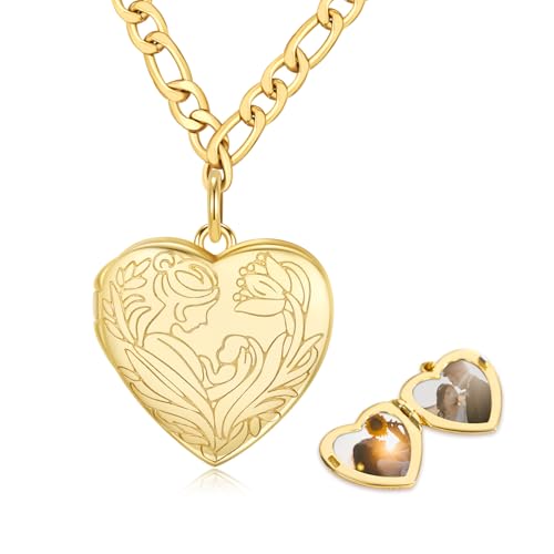 TUGHRA Mother's Day Gifts Gold Locket Necklaces for Women, 925 Sterling Silver Heart Photo Lockets Memorial Keepsake Jewelry Gift for Mom, Wife, Daughter - style: 1226-Mother