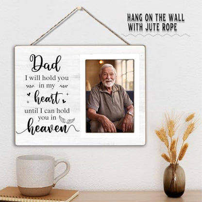 Memorial Photo Frame, Sympathy Gifts for Loss of Father, in My Heart, in Loving Memory Wooden Picture Frame, Passed Away Condolence Gifts, Fits 4x6 In Photo (White-Dad 4 x 6 Photo) - color: White-Dad