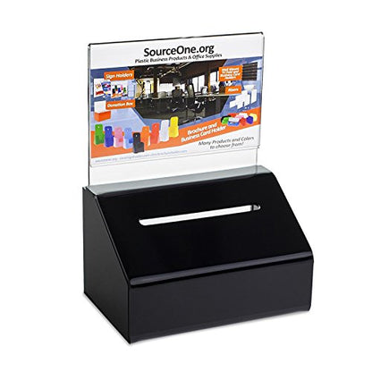 SOURCE ONE Acrylic Heavy Duty Donation/Ballot Box with Lock and Sign Holder - color: Black, size: 6 Pack