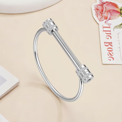 abooxiu Urn Bracelet for Ashes for Women Men Mantra Cuff Bangle Memorial Cremation Jewelry Stainless Steel Keepsake - Customize Available - color: Silver