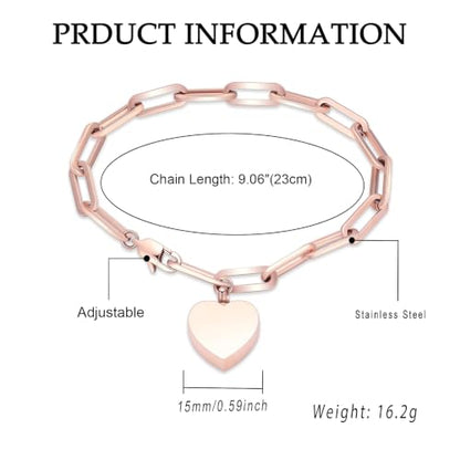 Heart Urn Bracelet for Ashes for Women Men Cremation Jewelry - color: Rose