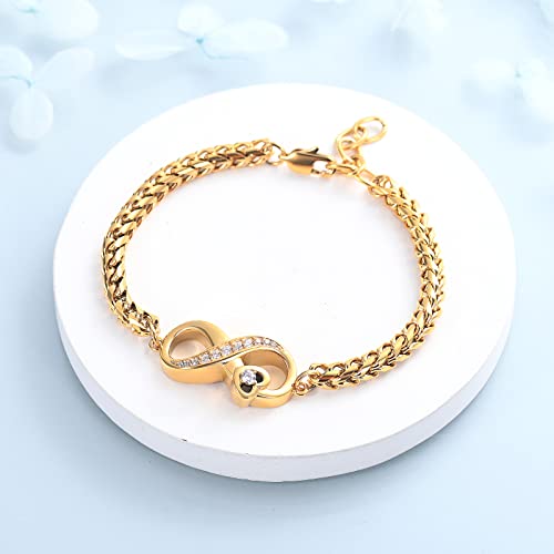 Imrsanl Infinity Urn Bracelet Cremation Jewelry for Ashes | Adjustable Link Bracelets, Loved Ones Memorial Ash Holder, Funeral Keepsake for Women Men - color: Infinity-Gold