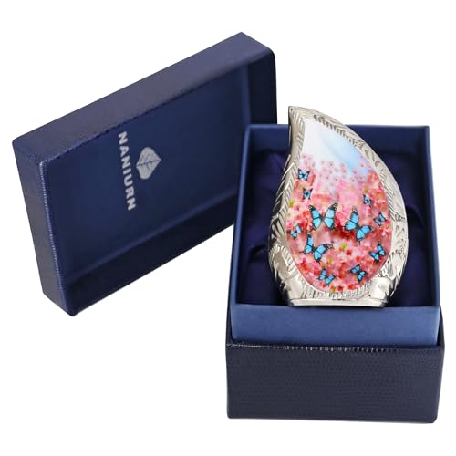 NANIURN Pink Butterfly Mini Urns for Human Ashes, Cremation Keepsake | Small Cremation Urns for Women and Men, Butterfly Keepsakes for Ashes, Family Sharing, Cremated Remains, Home Memorial - color: Pink, size: Small / Keepsake
