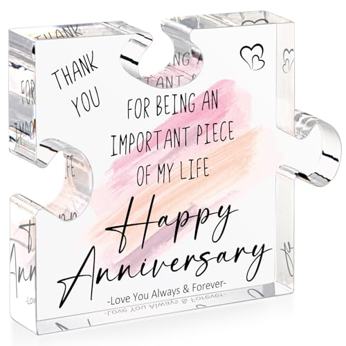 Happy Anniversary Puzzle Piece Gift for Wife Husband - Aniversario Decor