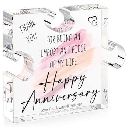 Happy Anniversary Puzzle Piece Gift for Wife Husband - Aniversario Decor
