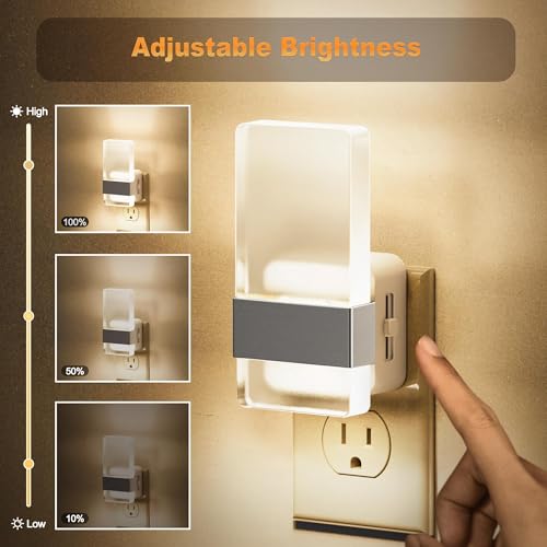 JandCase Night Lights Plug into Wall, Dusk to Dawn Sensor - color: Silver-3000K, size: 2 Pack