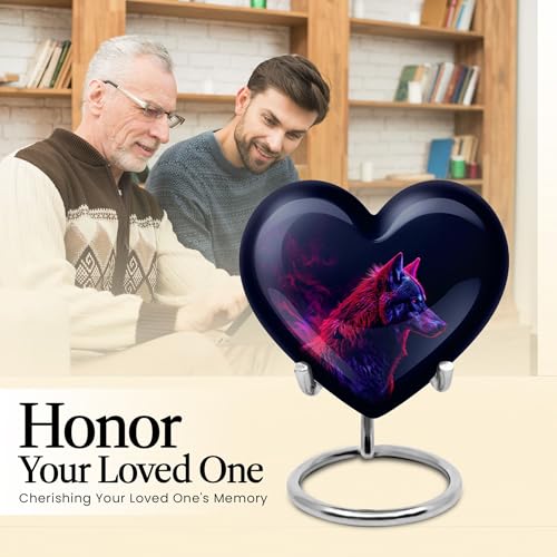 Wolf Urns for Human Ashes - Heart Urn for Human Ashes - Funeral Urns for Adult Ashes Women - Urns for Ashes Adult Female Mother - Memorial Urn - (Size - 3 inch Pack of 4) - size: #4 (Set of 4)