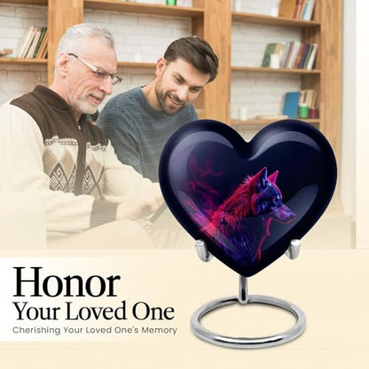 Wolf Urns for Human Ashes - Heart Urn for Human Ashes - Funeral Urns for Adult Ashes Women - Urns for Ashes Adult Female Mother - Memorial Urn - (Size - 3 inch Pack of 4) - size: #4 (Set of 4)